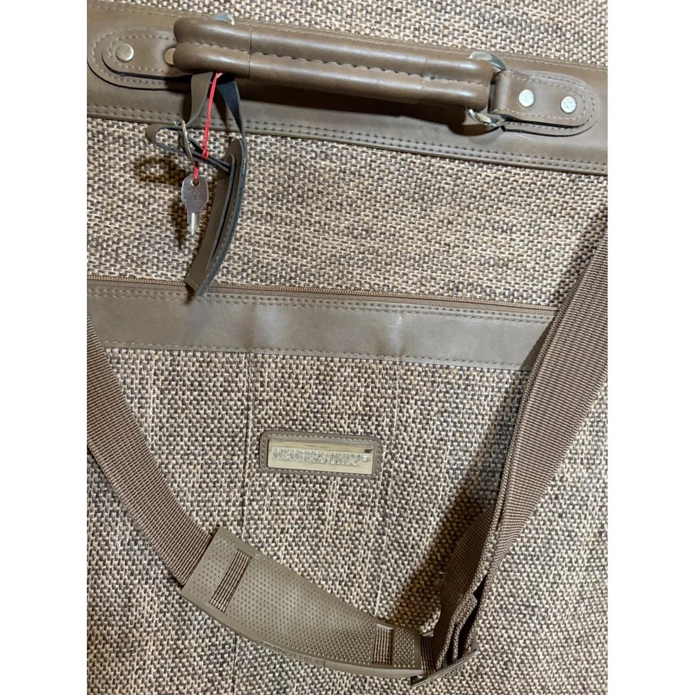 Vintage Members Only 3 Piece Luggage Set Brown Tweed Suitcase Garment Carry On